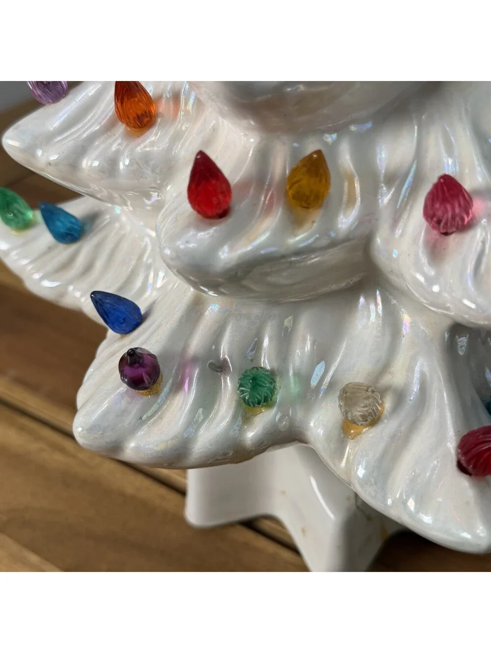 VTG White Iridescent Ceramic Christmas Tree 13